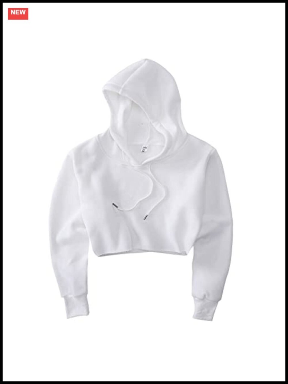 Cropped Hoodie Fleece Long Sleeve Pullover Raw Edge Hood Sweatshirt